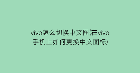 vivo怎么切换中文图(在vivo手机上如何更换中文图标)