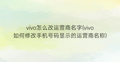 vivo怎么改运营商名字(vivo如何修改手机号码显示的运营商名称)