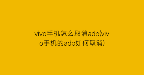 vivo手机怎么取消adb(vivo手机的adb如何取消)