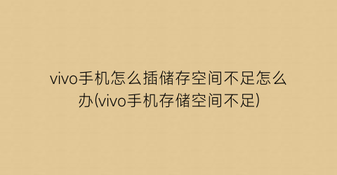 “vivo手机怎么插储存空间不足怎么办(vivo手机存储空间不足)