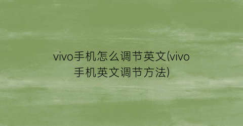 vivo手机怎么调节英文(vivo手机英文调节方法)