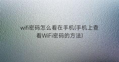 wifi密码怎么看在手机(手机上查看WiFi密码的方法)