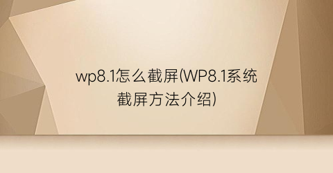 wp8.1怎么截屏(WP8.1系统截屏方法介绍)