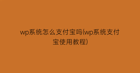 wp系统怎么支付宝吗(wp系统支付宝使用教程)