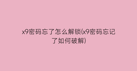 “x9密码忘了怎么解锁(x9密码忘记了如何破解)
