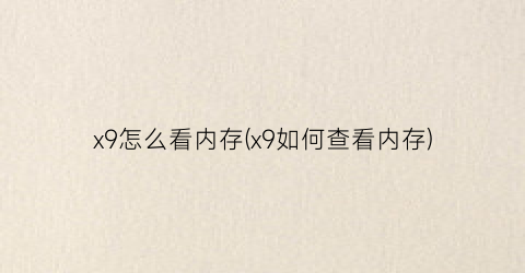 “x9怎么看内存(x9如何查看内存)
