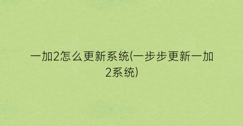 “一加2怎么更新系统(一步步更新一加2系统)