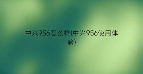 中兴956怎么样(中兴956使用体验)