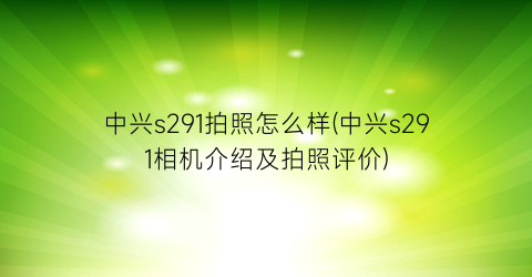 中兴s291拍照怎么样(中兴s291相机介绍及拍照评价)