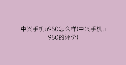 “中兴手机u950怎么样(中兴手机u950的评价)