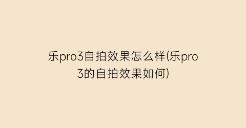 乐pro3自拍效果怎么样(乐pro3的自拍效果如何)