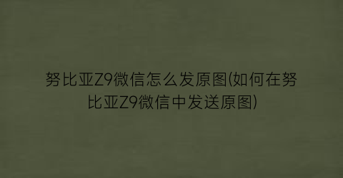 努比亚Z9微信怎么发原图(如何在努比亚Z9微信中发送原图)