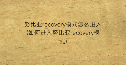 努比亚recovery模式怎么进入(如何进入努比亚recovery模式)