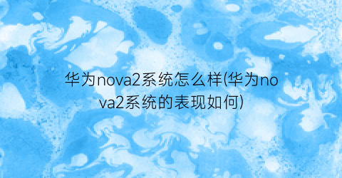 华为nova2系统怎么样(华为nova2系统的表现如何)