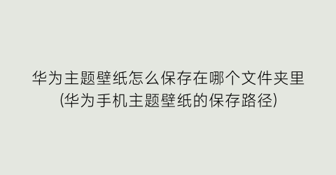 华为主题壁纸怎么保存在哪个文件夹里(华为手机主题壁纸的保存路径)