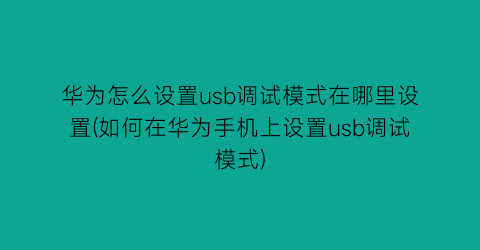 “华为怎么设置usb调试模式在哪里设置(如何在华为手机上设置usb调试模式)