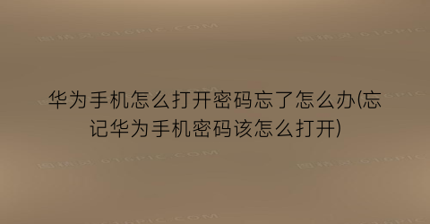 华为手机怎么打开密码忘了怎么办(忘记华为手机密码该怎么打开)