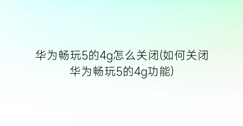 华为畅玩5的4g怎么关闭(如何关闭华为畅玩5的4g功能)