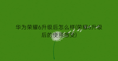 “华为荣耀6升级后怎么样(荣耀6升级后的使用感受)