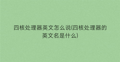 “四核处理器英文怎么说(四核处理器的英文名是什么)