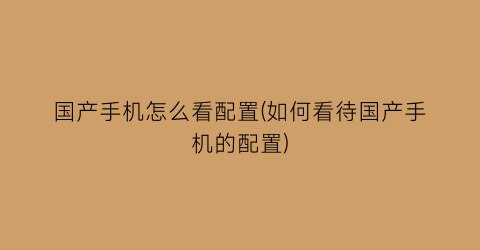 “国产手机怎么看配置(如何看待国产手机的配置)