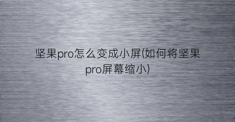 “坚果pro怎么变成小屏(如何将坚果pro屏幕缩小)