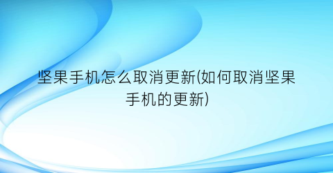 “坚果手机怎么取消更新(如何取消坚果手机的更新)