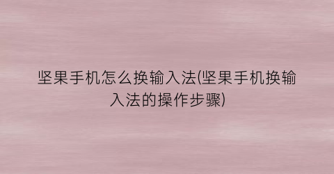 “坚果手机怎么换输入法(坚果手机换输入法的操作步骤)