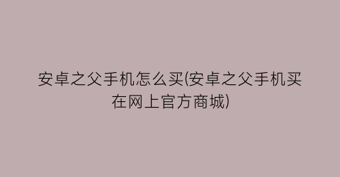 安卓之父手机怎么买(安卓之父手机买在网上官方商城)