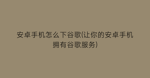 安卓手机怎么下谷歌(让你的安卓手机拥有谷歌服务)