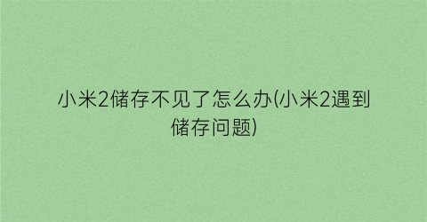 “小米2储存不见了怎么办(小米2遇到储存问题)