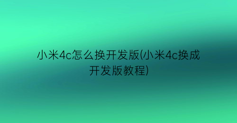 小米4c怎么换开发版(小米4c换成开发版教程)