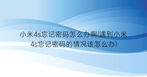 小米4s忘记密码怎么办啊(遇到小米4s忘记密码的情况该怎么办)