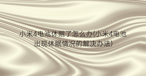 “小米4电池休眠了怎么办(小米4电池出现休眠情况的解决办法)