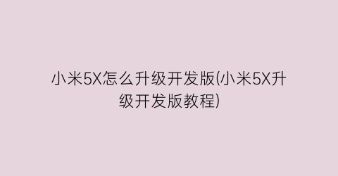 小米5X怎么升级开发版(小米5X升级开发版教程)