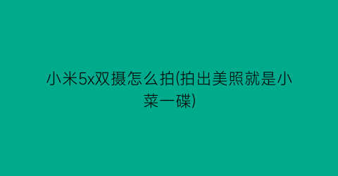 小米5x双摄怎么拍(拍出美照就是小菜一碟)