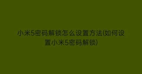 小米5密码解锁怎么设置方法(如何设置小米5密码解锁)