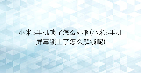 “小米5手机锁了怎么办啊(小米5手机屏幕锁上了怎么解锁呢)