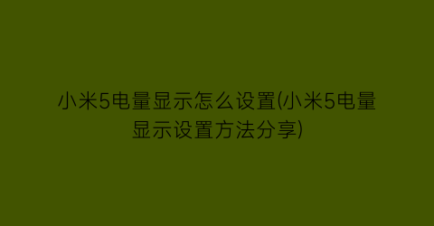 小米5电量显示怎么设置(小米5电量显示设置方法分享)