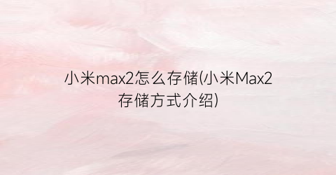 小米max2怎么存储(小米Max2存储方式介绍)
