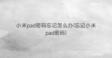 小米pad密码忘记怎么办(忘记小米pad密码)