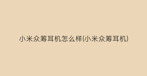 “小米众筹耳机怎么样(小米众筹耳机)