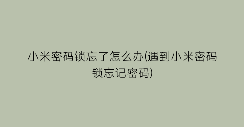 “小米密码锁忘了怎么办(遇到小米密码锁忘记密码)