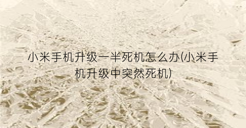 “小米手机升级一半死机怎么办(小米手机升级中突然死机)