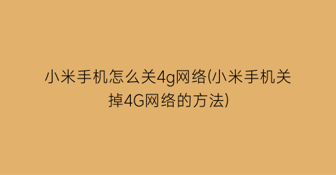 小米手机怎么关4g网络(小米手机关掉4G网络的方法)