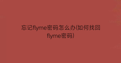 忘记flyme密码怎么办(如何找回flyme密码)