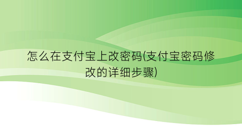 怎么在支付宝上改密码(支付宝密码修改的详细步骤)