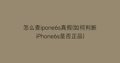 怎么查ipone6s真假(如何判断iPhone6s是否正品)