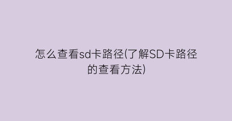 怎么查看sd卡路径(了解SD卡路径的查看方法)