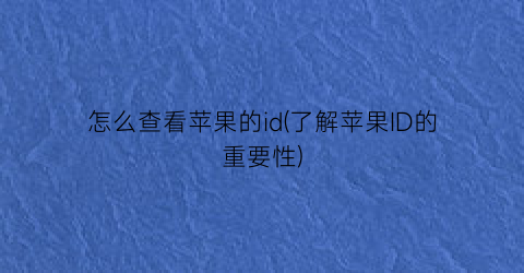 “怎么查看苹果的id(了解苹果ID的重要性)